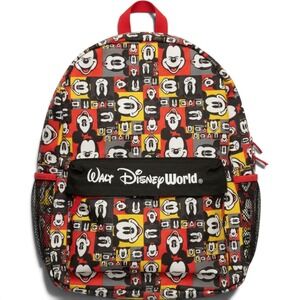Disney Parks Mickey Mouse Backpack Walt Disney World All Over Print Red Black